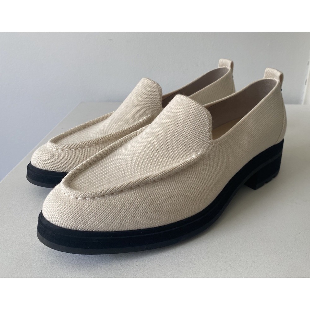 Rothy's The Lug Loafer Ivory Knit Merino Wool Chunky Sole Slip On Shoes 9